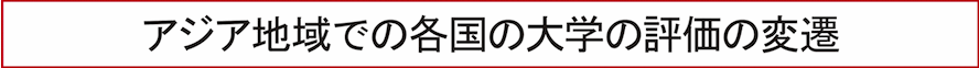 アジア地域での各国の大学の評価の変遷